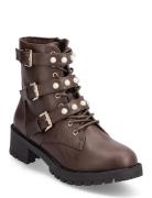 Biapearl Biker Boot Shoes Boots Ankle Boots Laced Boots Brown Bianco