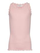 Silk Top W/ Lace Tops T-shirts Sleeveless Pink Rosemunde Kids