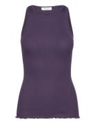 Silk Top Tops T-shirts & Tops Sleeveless Purple Rosemunde