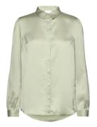 Viellette Satin L/S Shirt/Su - Tops Shirts Long-sleeved Green Vila