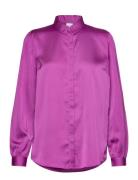 Viellette Satin L/S Shirt - Noos Tops Shirts Long-sleeved Purple Vila