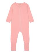 Nightsuit Ls - Bamboo Pyjamas Sie Jumpsuit Pink Minymo