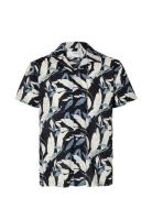 Slhreg-Air Shirt Ss Mix Tops Shirts Short-sleeved Blue Selected Homme