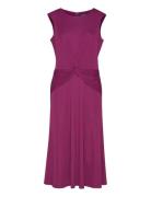 Twist-Front Jersey Dress Knälång Klänning Purple Lauren Ralph Lauren