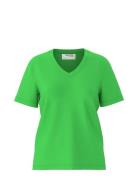 Slfessential Ss V-Neck Tee Tops T-shirts & Tops Short-sleeved Green Se...