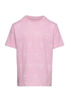 Owl Aop T-Shirt - Gots/Vegan Tops T-shirts Short-sleeved Pink Knowledg...