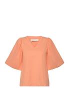 Umeiw V-Neck Tops Blouses Short-sleeved Orange InWear