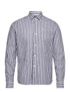 Jamie Cotton/Linen Striped Shirt Tops Shirts Casual Navy Clean Cut Cop...