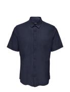 Onscaiden Ss Solid Linen Shirt Noos Tops Shirts Short-sleeved Navy ONL...