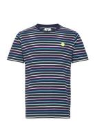 Ace Stripe T-Shirt Tops T-shirts Short-sleeved Navy Double A By Wood W...