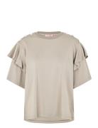 Martina Tops T-shirts & Tops Short-sleeved Beige Custommade