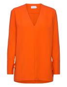 Calvin Klein Structure Twill Ls Tunic Top Orange