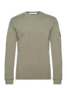 Calvin Klein Jeans Badge Waffle Ls Tee Khaki Green