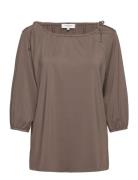 T-Shirt Tops Blouses Long-sleeved Brown Rosemunde