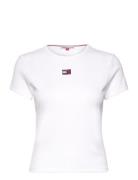 Tjw Bby Xs Badge Rib Tee Tops T-shirts & Tops Short-sleeved White Tomm...