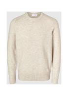 Selected Homme Slhrai Ls Knit Crew Neck Noos Kräm