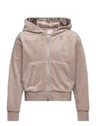 Sweater Zip Hood Velour Tops Sweat-shirts & Hoodies Hoodies Beige Lind...