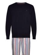 Ls Pant Woven Set Print Pyjamas Blue Tommy Hilfiger