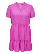 Cartiri-Caro S/S V-Neck Lin Dress Tlr Kort Klänning Pink ONLY Carmakom...