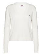 Tjw Essential Vneck Sweater Ext Tops Knitwear Jumpers White Tommy Jean...