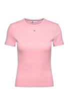 Tjw Slim Essential Rib Ss Tops T-shirts & Tops Short-sleeved Pink Tomm...