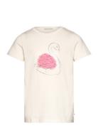 Detailed Artwork T-Shirt Tops T-shirts Short-sleeved Cream Tom Tailor