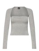 Gina Tricot Soft Touch Square Neck Top Grå