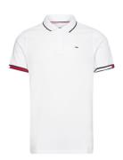 Tjm Slim Flag Cuffs Polo Tops Polos Short-sleeved White Tommy Jeans