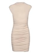 Soft Touch Funnel Neck Dress Kort Klänning Beige Gina Tricot