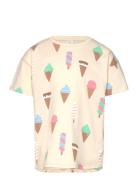 Top Ss Icecream Tops T-shirts Short-sleeved Beige Lindex