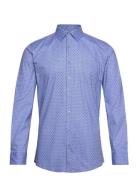 Lindbergh Aop Plain Stretch Shirt L/S Blå