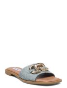 Gene Sandal Platta Sandaler Blue Steve Madden