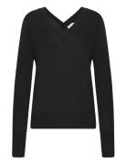 Calvin Klein Merino Wool Double V-Nk Sweater Svart