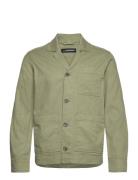 J. Lindeberg Errol Linen Workwear Overshirt Khaki Green