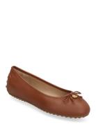 Lauren Ralph Lauren Jayna Pebbled Leather Driver Flat Brun