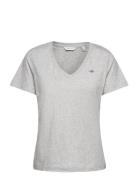 Reg Shield Ss V-Neck T-Shirt Tops T-shirts & Tops Short-sleeved Grey G...