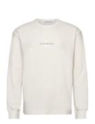 City Grid Ls Tee Tops T-shirts Long-sleeved Cream Calvin Klein Jeans