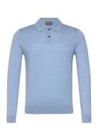 Merino Polo Shirt Tops Polos Long-sleeved Blue Morris