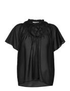 Balwinaiw Top Tops Blouses Short-sleeved Black InWear