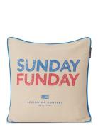 Sunday Funday Printed Cotton Canvas Pillow Cover Home Textiles Cushion...