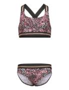 Color Kids Bikini W. Contrast Straps, Aop Brun