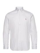 Polo Ralph Lauren Custom Fit Striped Stretch Oxford Shirt Grå