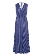 Stripe-Print Dress With Bow Maxiklänning Festklänning Blue Mango