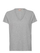 C_Eslenza Tops T-shirts & Tops Short-sleeved Grey BOSS
