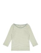 Mads Nørgaard Soft Mini Striped Tobinino Tee Ls Grön