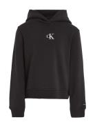 Calvin Klein Ck Logo Boxy Hoodie Svart