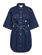 Utility Belted Shirt Dress Kort Klänning Blue Calvin Klein Jeans