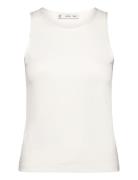 Top With Satin Details Tops T-shirts & Tops Sleeveless White Mango