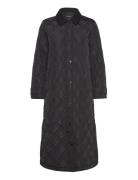 Corduroy-Trim Diamond Quilted Maxi Coat Kviltad Jacka Black Lauren Ral...