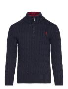 Ralph Lauren Kids Cable-Knit Cotton Quarter-Zip Sweater Marinblå